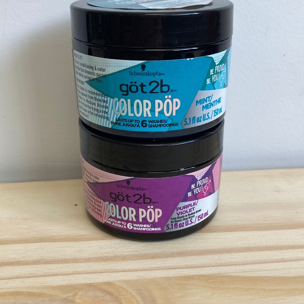 göt2b | 2 Jars Color Pöp Intense Color & Care Hair Mask Purple and Mint Unopened